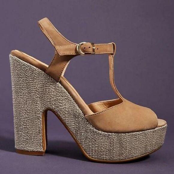 Anthropologie Glitz T-Strap Platform Sandals NWT US 8 EU39 - Picture 11 of 11